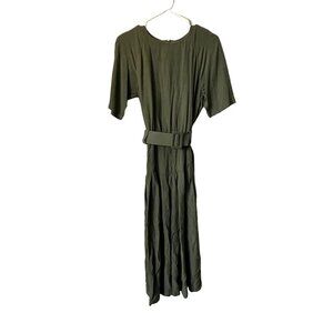 Hearts vintage green prairie dress wide belt classic movie safari style